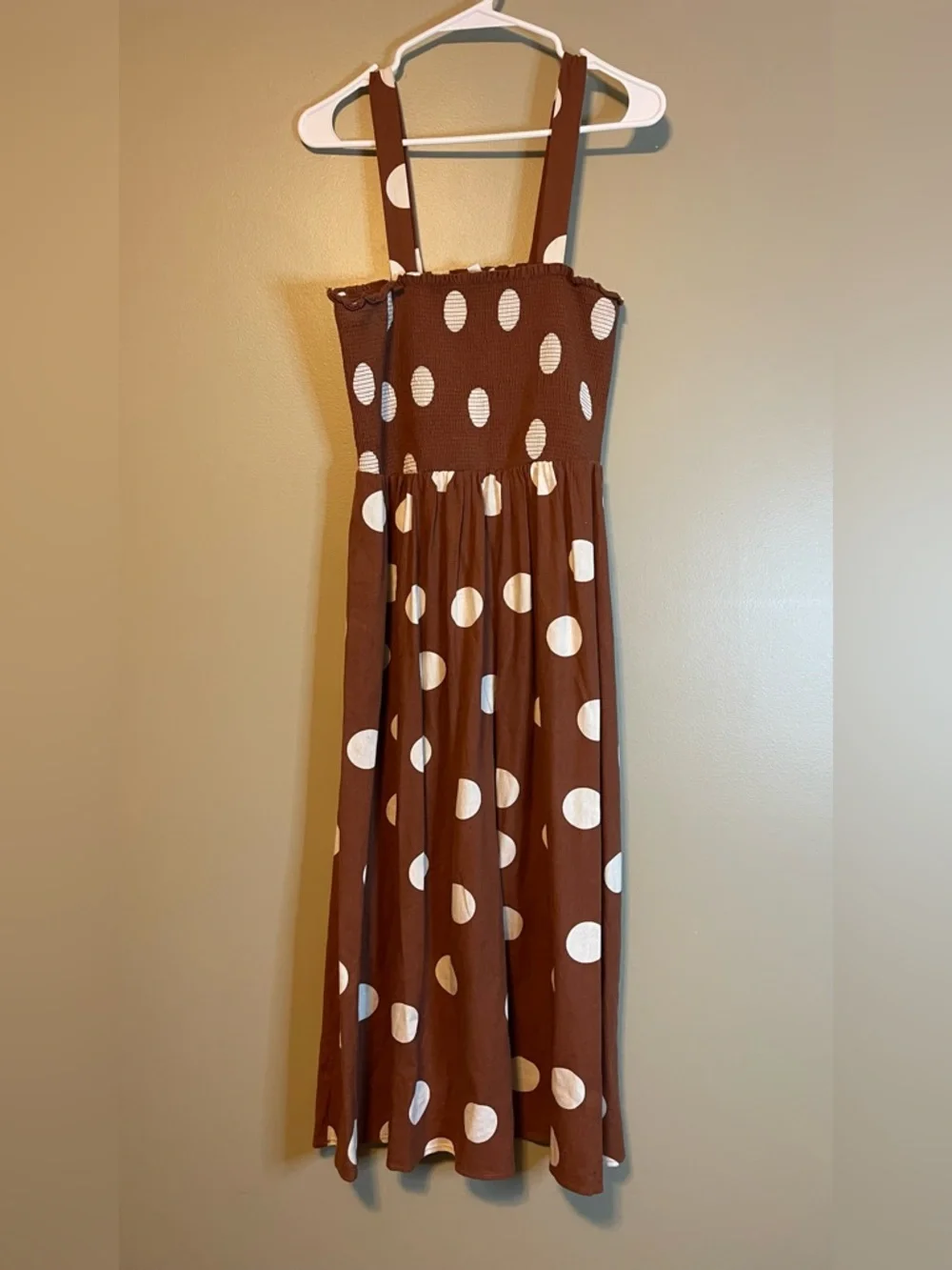 Blu Pepper Linen Blend Smock Top Polka Dot Dress - Picture 2 of 10